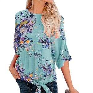 Chiffon knot-tie blouse